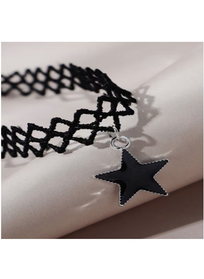 Black Necklace Star Short Lace Necklace Chain Stretch Jewelry Women's Valentine's Day Birthday Gift - Image 2
